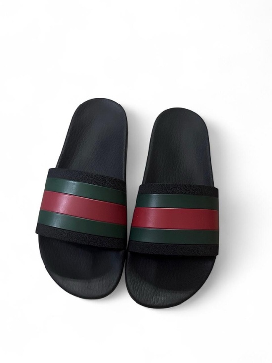 Gucci Shoes - Gucci Slide Sandals with Green and Red Stripes